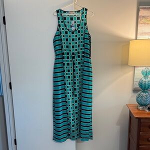 MICHAEL Michael Kors Teal and Black Midi Dress
